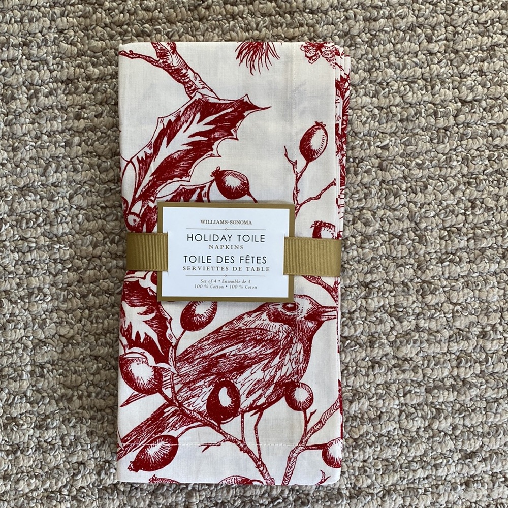 Williams Sonoma 100% Cotton Napkins - Set of 4